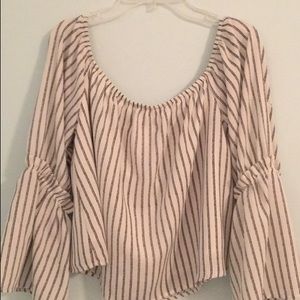 Flowy striped long-sleeve blouse